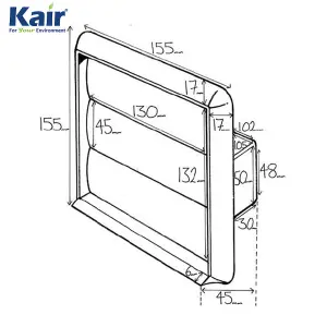 Kair White Gravity Grille with Rectangular 110x54mm Rear Spigot