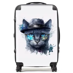 Russian Blue Cat Splashart Suitcase - Medium