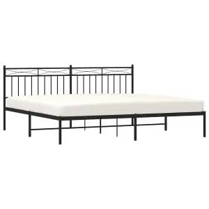 Berkfield Metal Bed Frame with Headboard Black 193x203 cm