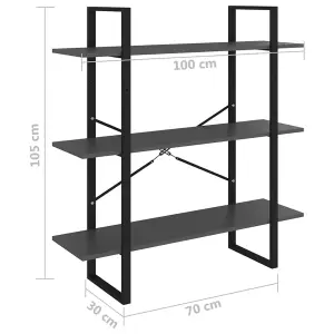 Berkfield Book Cabinet Grey 100x30x105 cm Engineered Wood