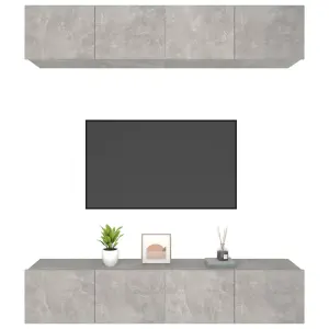 Berkfield TV Cabinets 4 pcs Concrete Grey 80x30x30 cm Engineered Wood