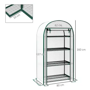 Outsunny 80 x 49 x 160cm Mini Greenhouse Portable Green House with Shelf White