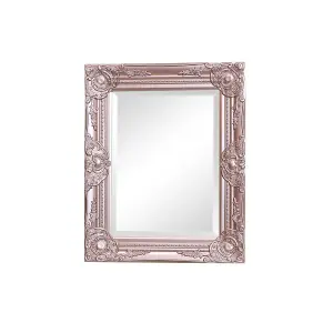 Melody Maison Ornate Rose Gold Pink Wall Mirror with Bevelled Glass