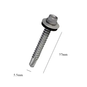 50 x Roofing Screws for Metal Sheets & Cladding Self Drill 55 x 57mm Hex Head