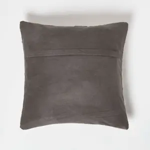 Homescapes Geometric Star Grey Leather Cushion 45 x 45 cm