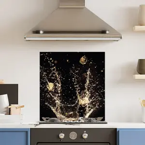 Premium 60cm x 65cm 6mm Glass Champagne Splash Kitchen Splashback Toughened Polished Edge