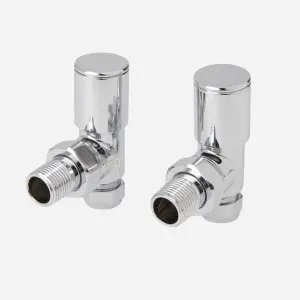 GoodHome Gloss chrome effect Angled Manual Radiator valve & lockshield, (Dia)15mm, Pack of 2