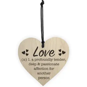 Red Ocean Love Definition Wooden Hanging Heart Plaque