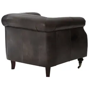 Victor Grey Leather Winged Armchair