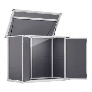 Outdoor Storage Garden Tool Bicycle Double Door Storage Shed in Grey