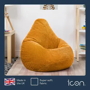 icon Kids Dalton Corduroy Bean Bag Chair Ochre Yellow Childrens Bean Bags