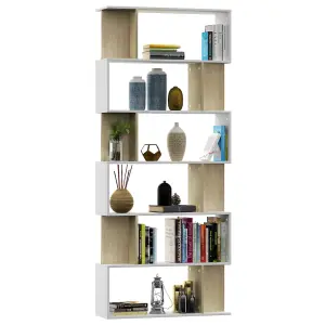 Berkfield Book Cabinet/Room Divider White and Sonoma Oak 80x24x192 cm Engineered Wood