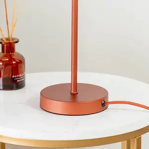 ValueLights Akira Burnt Orange Metal Table Lamp with Pleated Lampshade - LED Bulb Included