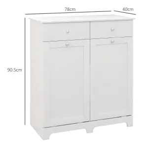 HOMCOM Modern Bathroom Cabinet with Laundry Baskets and 2 Drawers White