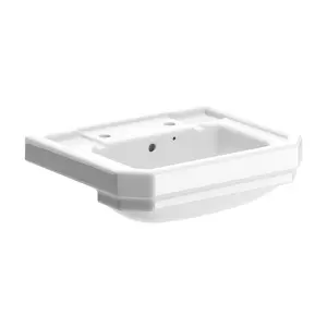 Somerton White Rectangular Semi-recessed Basin (W)49.5cm