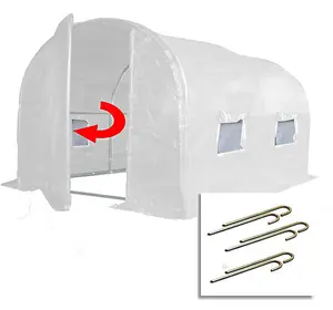 3m x 2m + Anchorage Stake Kit (10' x 7' approx) Pro+ White Poly Tunnel