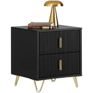 Aldea 2 Drawer Bedside Table Black