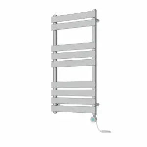 Rinse Bathrooms 950x500mm Chrome Designer Flat Panel Electric Heated Towel Rail Thermostatic Timer Bathroom Towel Radiator 400W