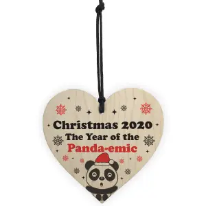 Funny Christmas Tree Decoration Wood Heart Bauble Quarantine Lockdown Gift