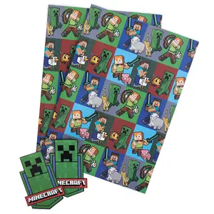 Minecraft Gift Wrap Sheets Set Multicoloured (70cm x 50cm)