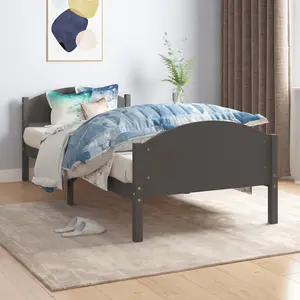 Berkfield Bed Frame Dark Grey Solid Pine Wood 100x200 cm