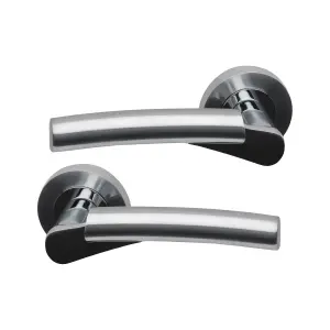 Intelligent Hardware - Internal Door Handle - Pair - Lever on Round Rose - Ruby - Polished/Satin Chrome