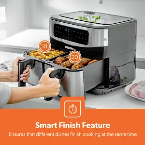 Geepas 9 Litre Dual Basket Air Fryer Digital with LED Timer & Temperature Touchscreen