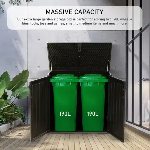 Olsen & Smith 775L Capacity Outdoor Garden Storage Box With Padlock Plastic Shed Wheelie Bin Box Cabinet