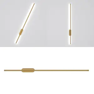 Modern Gold Linear Long Strip Aluminum LED Indoor Wall Light Wall Sconce 100cm Cool White