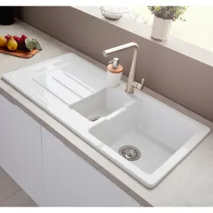 Rangemaster Austell White Ceramic 1.5 Bowl Sink 500mm x 1000mm