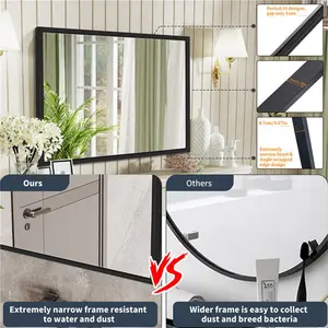 Liedson Metal Framed Wall Mounted Bathroom Mirror in Black 90cm x 60cm