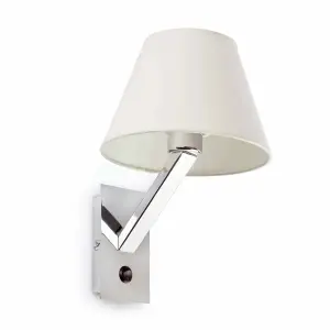 Luminosa Moma 1 Light Indoor Wall Reading Light Chrome with White Shade, E27