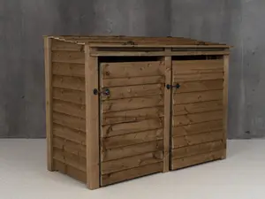 Wooden Wheelie Bin Store (Double, Rustic Brown)