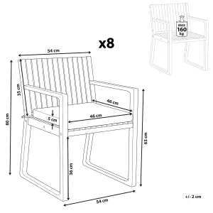 Set of 8 Garden Chairs with Cushions SASSARI Acacia Wood Grey