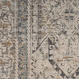 Ivory Grey Traditional Abstract Rug Easy to clean Dining Room-69cm X 244cmcm (Runner)