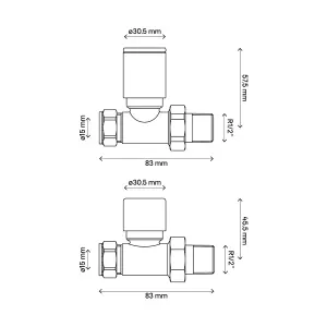 GoodHome Matt white Straight Manual Radiator valve & lockshield x ½" (Dia) 15mm