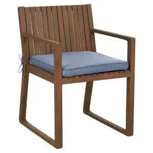 Set of 8 Garden Chairs with Cushions SASSARI Acacia Wood Blue