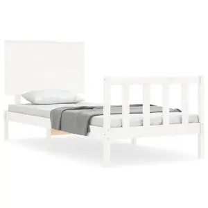 Berkfield Bed Frame with Headboard White 90x200 cm Solid Wood