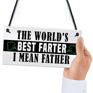 Red Ocean Funny Fathers Day Sign BEST FARTER Novelty Gift For Dad Daddy Birthday Gift For Dad For Him Daughter Gifts Joke Humour