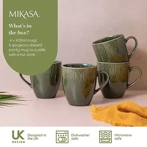 Mikasa Jardin Green Set of 4 420ml Mugs