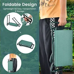 Costway Folding Garden Kneeler Seat Soft EVA Pad Bench w/ 2 Large Tool Pouches