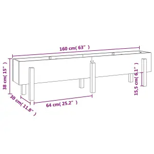 Berkfield Garden Raised Bed Grey 160x30x38 cm Solid Wood Pine