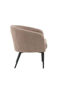 Fluffy Brown Boucle Upholstery  Armchair, Brown