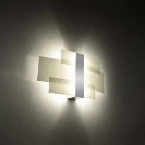 Celia Glass & Steel Grey 2 Light Classic Wall Light