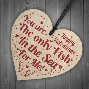 Red Ocean Happy Valentines Gift Handmade Wooden Heart Sign Gift For Girlfriend Boyfriend Husband Wife Keepsake