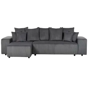 Corner Sofa LUSPA Dark Grey Corduroy Right Hand