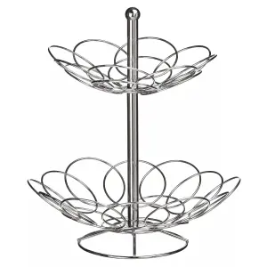 Maison by Premier Ellipse 2 Tier Chrome Fruit Basket