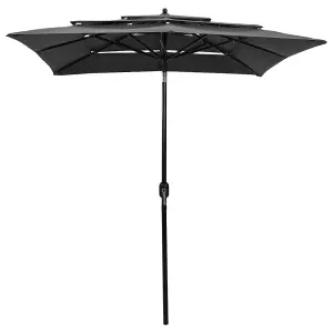 Berkfield 3-Tier Parasol with Aluminium Pole Anthracite 2x2 m