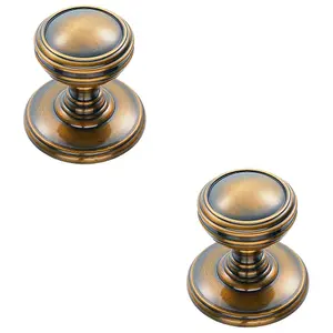 2 PACK - Ringed Tiered Cupboard Door Knob 38mm Diameter Florentine Bronze Cabinet Handle