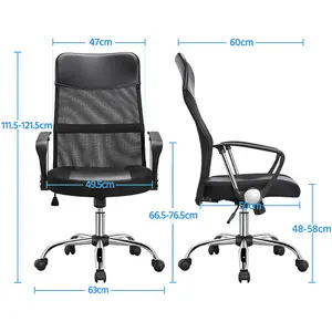 Yaheetech Adjustable Mesh High-back Office Chair with Lumbar Support and Armrests - Black